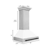 36 in. ZLINE Autograph Edition Fingerprint Resistant Stainless Steel Range Hood with White Matte Shell and Accented Handle (8654SNZ-WM36)