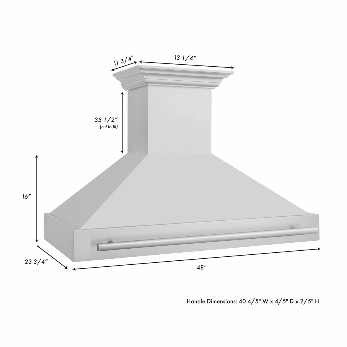 ZLINE 48 in. Stainless Steel Range Hood with Stainless Steel Handle (8654STX-48)