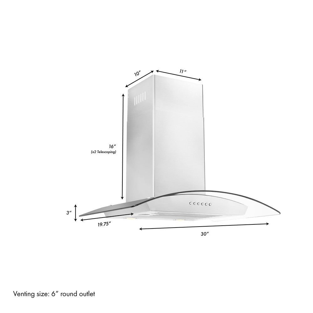 ZLINE Alpine Series Ducted Wall Mount Range Hood in Stainless Steel (ALP70WL)