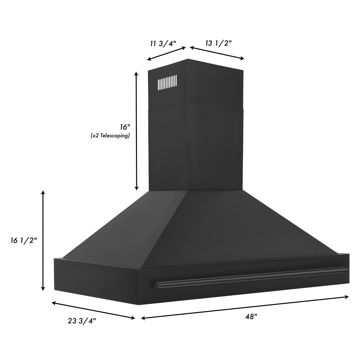 ZLINE Black Stainless Steel Range Hood with Black Stainless Steel Handle and Size Options (BS655-BS)