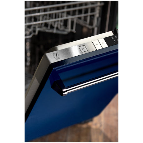 ZLINE 24 in. Top Control Dishwasher with Blue Gloss Panel and Traditional Style Handle, 52dBa (DW-BG-24)