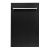 ZLINE 18 in. Compact Top Control Dishwasher with Black Matte Panel and Traditional Handle, 52dBa (DW-BLM-18)