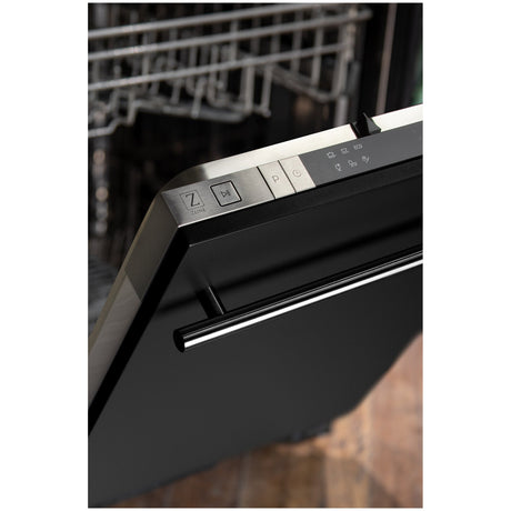 ZLINE 18 in. Compact Top Control Dishwasher with Matte Black Panel and Modern Style Handle, 52 dBa (DW-BLM-H-18)