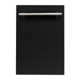 ZLINE 18 in. Compact Top Control Dishwasher with Matte Black Panel and Modern Style Handle, 52 dBa (DW-BLM-H-18)