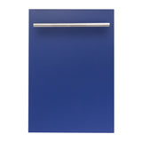 ZLINE 18 in. Compact Top Control Dishwasher with Blue Matte Panel and Modern Style Handle, 52 dBa (DW-BM-H-18)