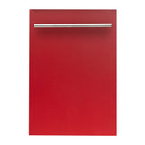 ZLINE 18 in. Compact Top Control Dishwasher with Red Matte Panel and Modern Style Handle, 52 dBa (DW-RM-H-18)