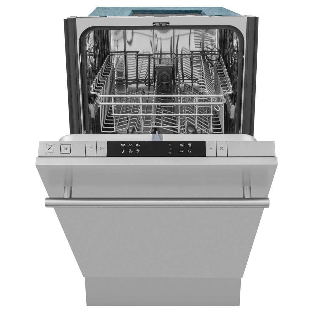 ZLINE 18 in. Compact Top Control Dishwasher with Stainless Steel Panel and Modern Style Handle, 52 dBa (DW-304-18)