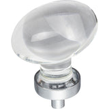 Football Glass Harlow Cabinet Knob by Jeffrey Alexander - Polished Chrome