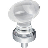 Football Glass Harlow Cabinet Knob by Jeffrey Alexander - Polished Chrome