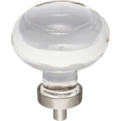 Button Glass Harlow Cabinet Knob by Jeffrey Alexander - Satin Nickel