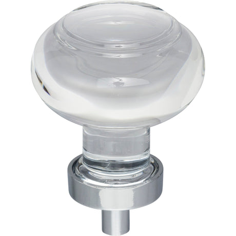 Button Glass Harlow Cabinet Knob by Jeffrey Alexander - Polished Chrome