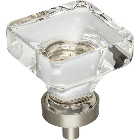Square Glass Harlow Cabinet Knob by Jeffrey Alexander - Satin Nickel
