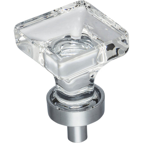 Square Glass Harlow Cabinet Knob by Jeffrey Alexander - Polished Chrome