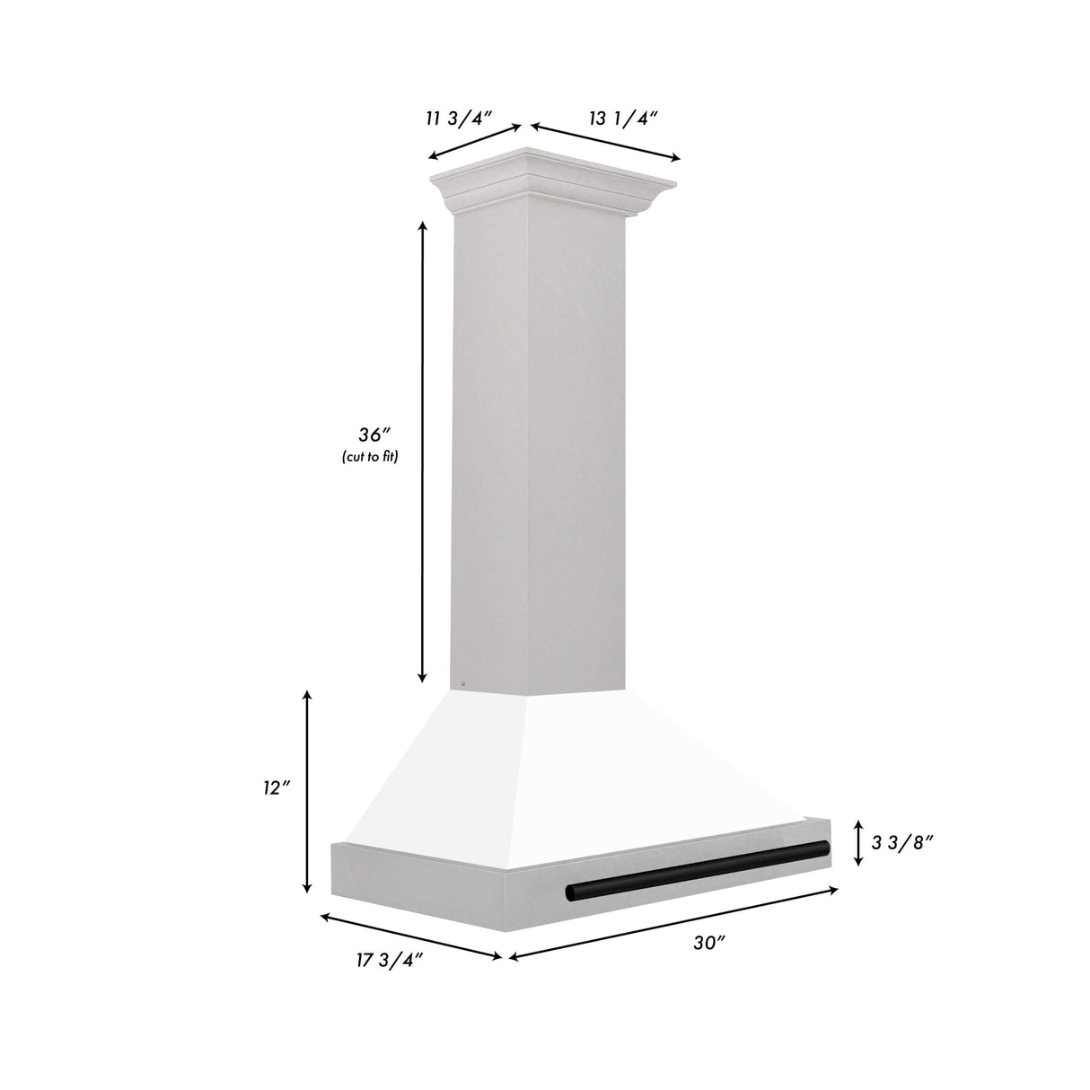 ZLINE 30 in. Autograph Edition Fingerprint Resistant Stainless Steel Range Hood with White Matte Shell and Accented Handle (KB4SNZ-WM30)