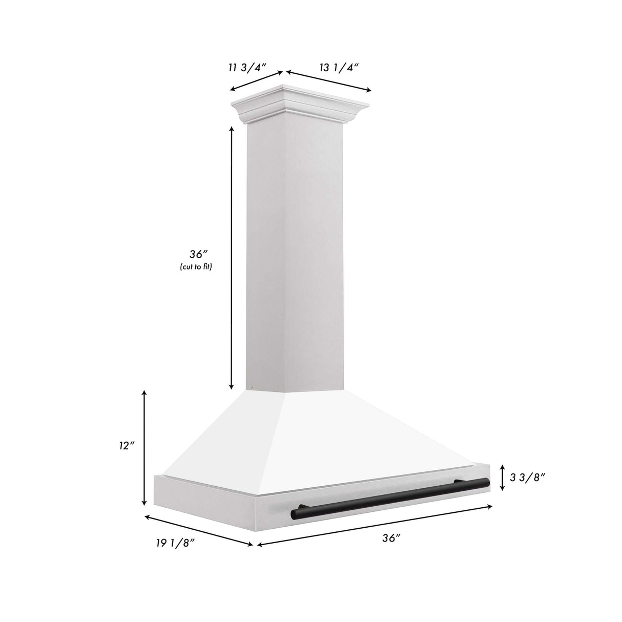 ZLINE 36 in. Autograph Edition in Fingerprint Resistant Stainless Steel Range Hood with White Matte Shell and Accented Handle (KB4SNZ-WM36)