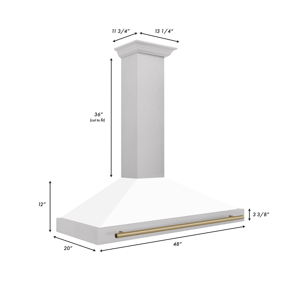 ZLINE 48 in. Autograph Edition Fingerprint Resistant Stainless Steel Range Hood with White Matte Shell and Accented Handles (KB4SNZ-WM48)