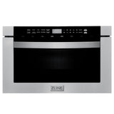 ZLINE Kitchen Package with 36 in. French Door Refrigerator, 36 in. Stainless Steel Dual Fuel Range, 36 in. Convertible Vent Range Hood, 24 in. Microwave Drawer, and 24 in. Tall Tub Dishwasher (5KPR-RARH36-MWDWV)