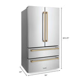 ZLINE 30 in. Autograph Edition Kitchen Package with Stainless Steel Dual Fuel Range, Range Hood, Dishwasher and Refrigeration with Champagne Bronze Accents (4KAPR-RARHDWM30-CB)