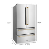 ZLINE  Autograph Edition 48 in. Kitchen Package with Stainless Steel Dual Fuel Range, Range Hood, Dishwasher and Refrigeration with Polished Gold Accents (4KAPR-RARHDWM48-G)