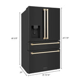 ZLINE 30 in. Autograph Edition Kitchen Package with Black Stainless Steel Dual Fuel Range, Range Hood, Dishwasher and Refrigeration Including External Water Dispenser with Polished Gold Accents (4AKPR-RABRHDWV30-G)