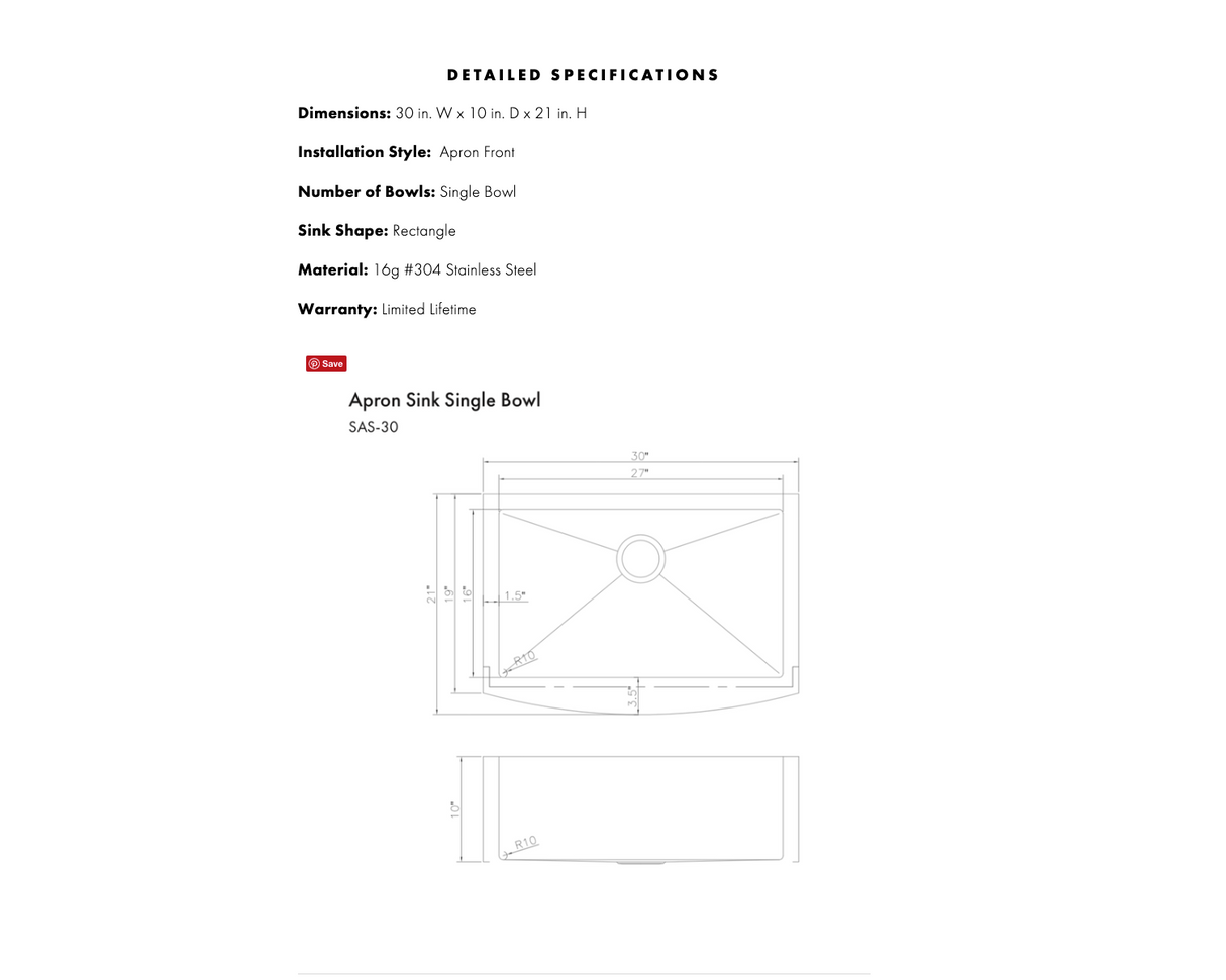 ZLINE Zermatt 30 in. Farmhouse Apron Mount Single Bowl Kitchen Sink with Bottom Grid (SAS-30)