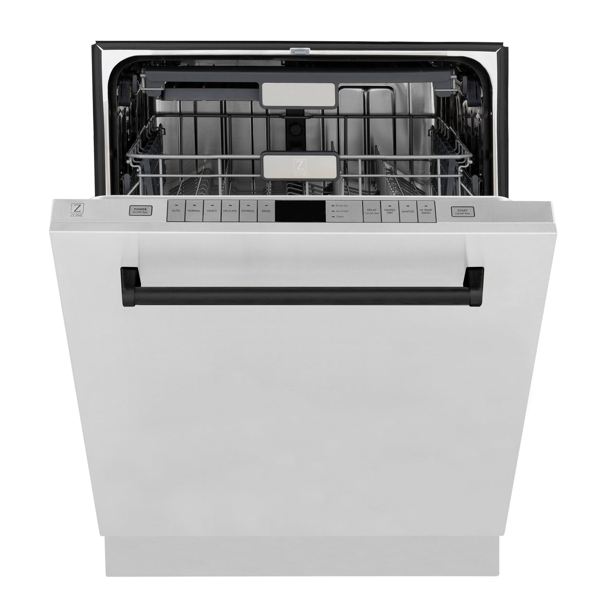 ZLINE Autograph Edition 24 in. 3rd Rack Top Touch Control Tall Tub Dishwasher in Stainless Steel with Matte Black Handle, 45dBa (DWMTZ-304-24-MB)