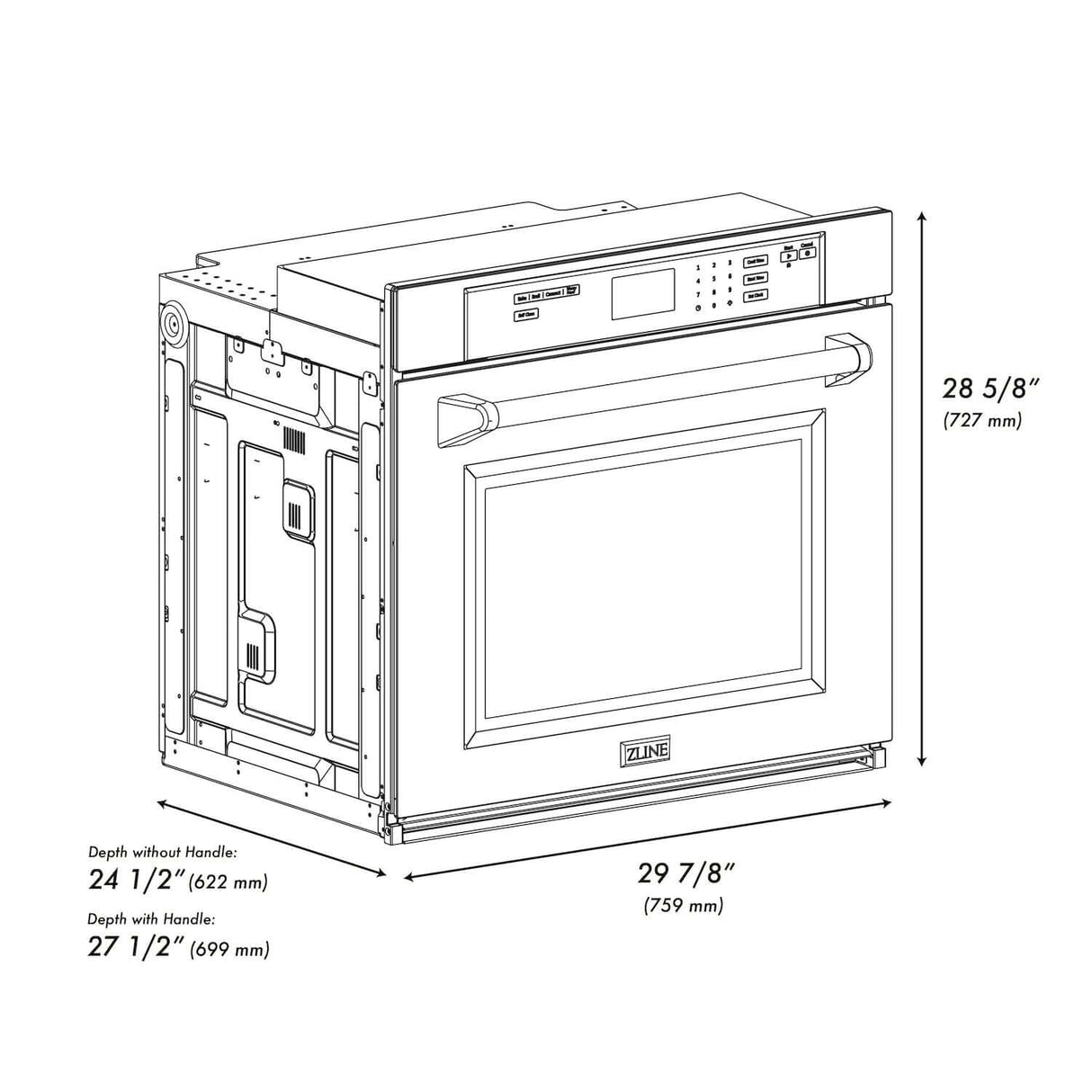 ZLINE 3Autograph Edition 30 in. Single Wall Oven with Self Clean and True Convection in Black Stainless Steel and Champagne Bronze Accents (AWSZ-30-BS-CB)