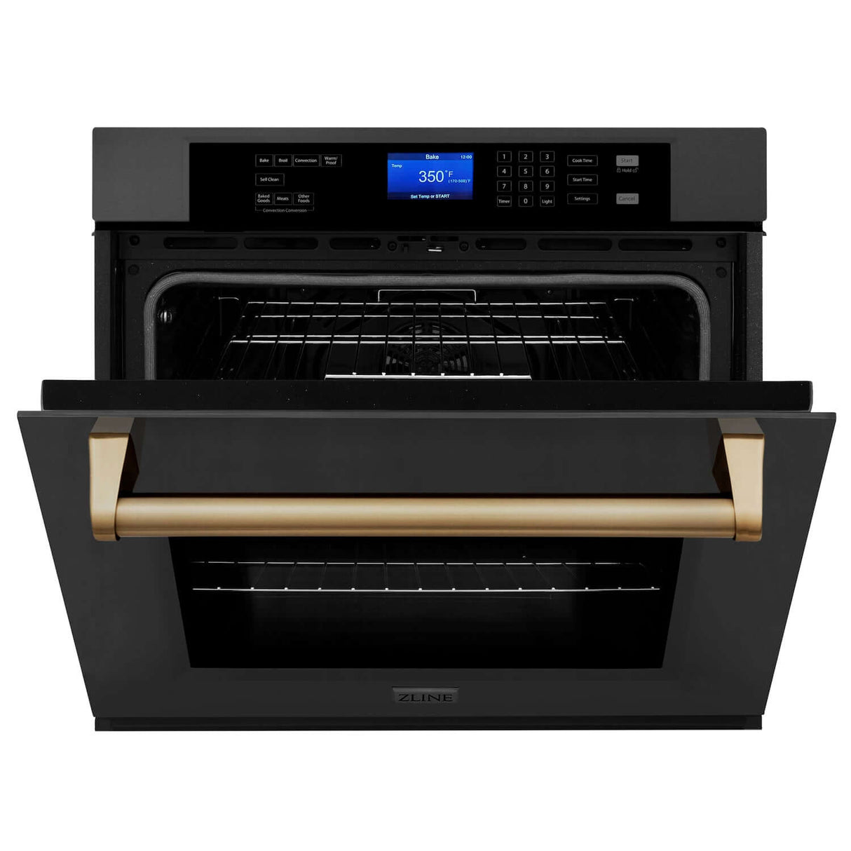 ZLINE 3Autograph Edition 30 in. Single Wall Oven with Self Clean and True Convection in Black Stainless Steel and Champagne Bronze Accents (AWSZ-30-BS-CB)