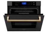 ZLINE 3Autograph Edition 30 in. Single Wall Oven with Self Clean and True Convection in Black Stainless Steel and Champagne Bronze Accents (AWSZ-30-BS-CB)