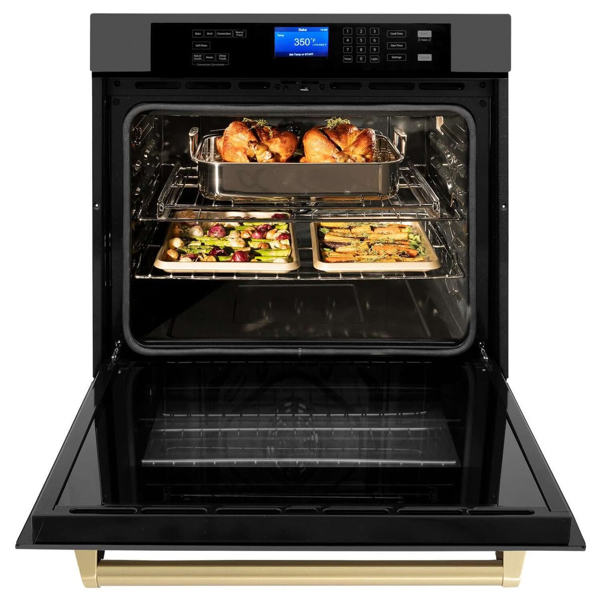 ZLINE 3Autograph Edition 30 in. Single Wall Oven with Self Clean and True Convection in Black Stainless Steel and Champagne Bronze Accents (AWSZ-30-BS-CB)