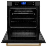 ZLINE 3Autograph Edition 30 in. Single Wall Oven with Self Clean and True Convection in Black Stainless Steel and Champagne Bronze Accents (AWSZ-30-BS-CB)