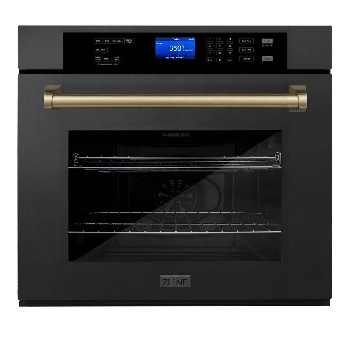 ZLINE 3Autograph Edition 30 in. Single Wall Oven with Self Clean and True Convection in Black Stainless Steel and Champagne Bronze Accents (AWSZ-30-BS-CB)