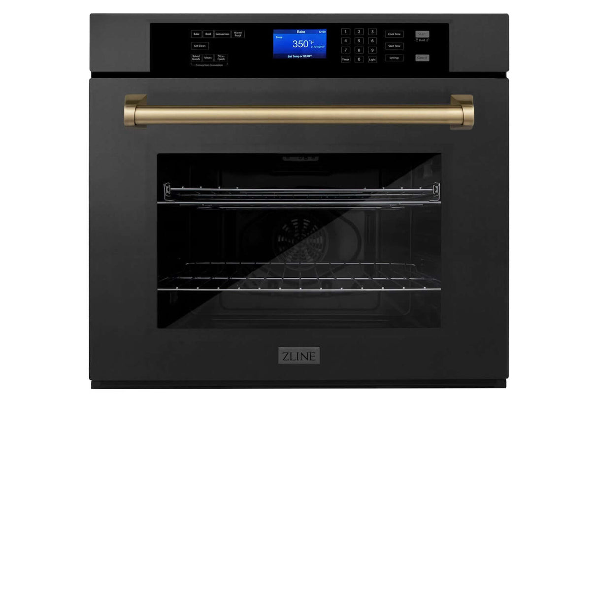 ZLINE 3Autograph Edition 30 in. Single Wall Oven with Self Clean and True Convection in Black Stainless Steel and Champagne Bronze Accents (AWSZ-30-BS-CB)