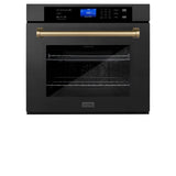 ZLINE 3Autograph Edition 30 in. Single Wall Oven with Self Clean and True Convection in Black Stainless Steel and Champagne Bronze Accents (AWSZ-30-BS-CB)