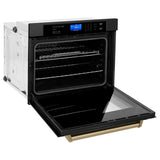 ZLINE 3Autograph Edition 30 in. Single Wall Oven with Self Clean and True Convection in Black Stainless Steel and Champagne Bronze Accents (AWSZ-30-BS-CB)