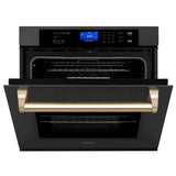 ZLINE Autograph Edition 30 in. Single Wall Oven with Self Clean and True Convection in Black Stainless Steel and Polished Gold Accents (AWSZ-30-BS-G)