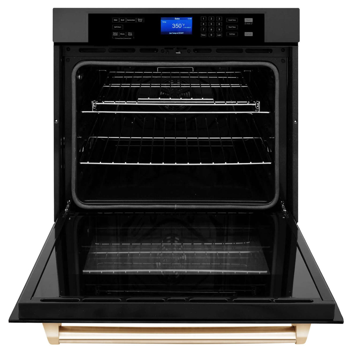 ZLINE Autograph Edition 30 in. Single Wall Oven with Self Clean and True Convection in Black Stainless Steel and Polished Gold Accents (AWSZ-30-BS-G)