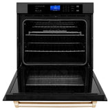 ZLINE Autograph Edition 30 in. Single Wall Oven with Self Clean and True Convection in Black Stainless Steel and Polished Gold Accents (AWSZ-30-BS-G)