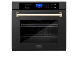 ZLINE Autograph Edition 30 in. Single Wall Oven with Self Clean and True Convection in Black Stainless Steel and Polished Gold Accents (AWSZ-30-BS-G)