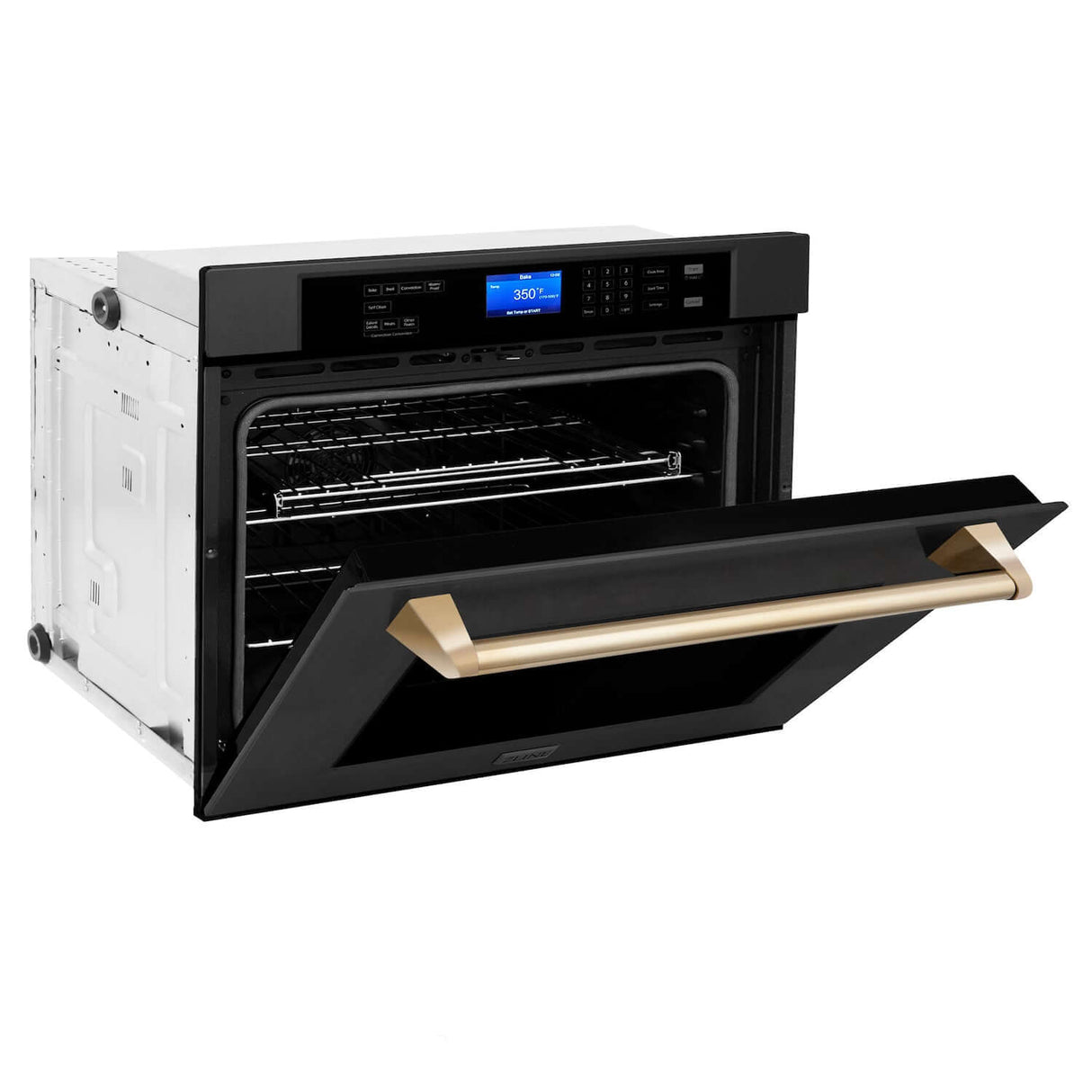 ZLINE Autograph Edition 30 in. Single Wall Oven with Self Clean and True Convection in Black Stainless Steel and Polished Gold Accents (AWSZ-30-BS-G)