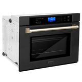 ZLINE Autograph Edition 30 in. Single Wall Oven with Self Clean and True Convection in Black Stainless Steel and Polished Gold Accents (AWSZ-30-BS-G)