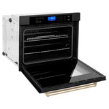 ZLINE Autograph Edition 30 in. Single Wall Oven with Self Clean and True Convection in Black Stainless Steel and Polished Gold Accents (AWSZ-30-BS-G)