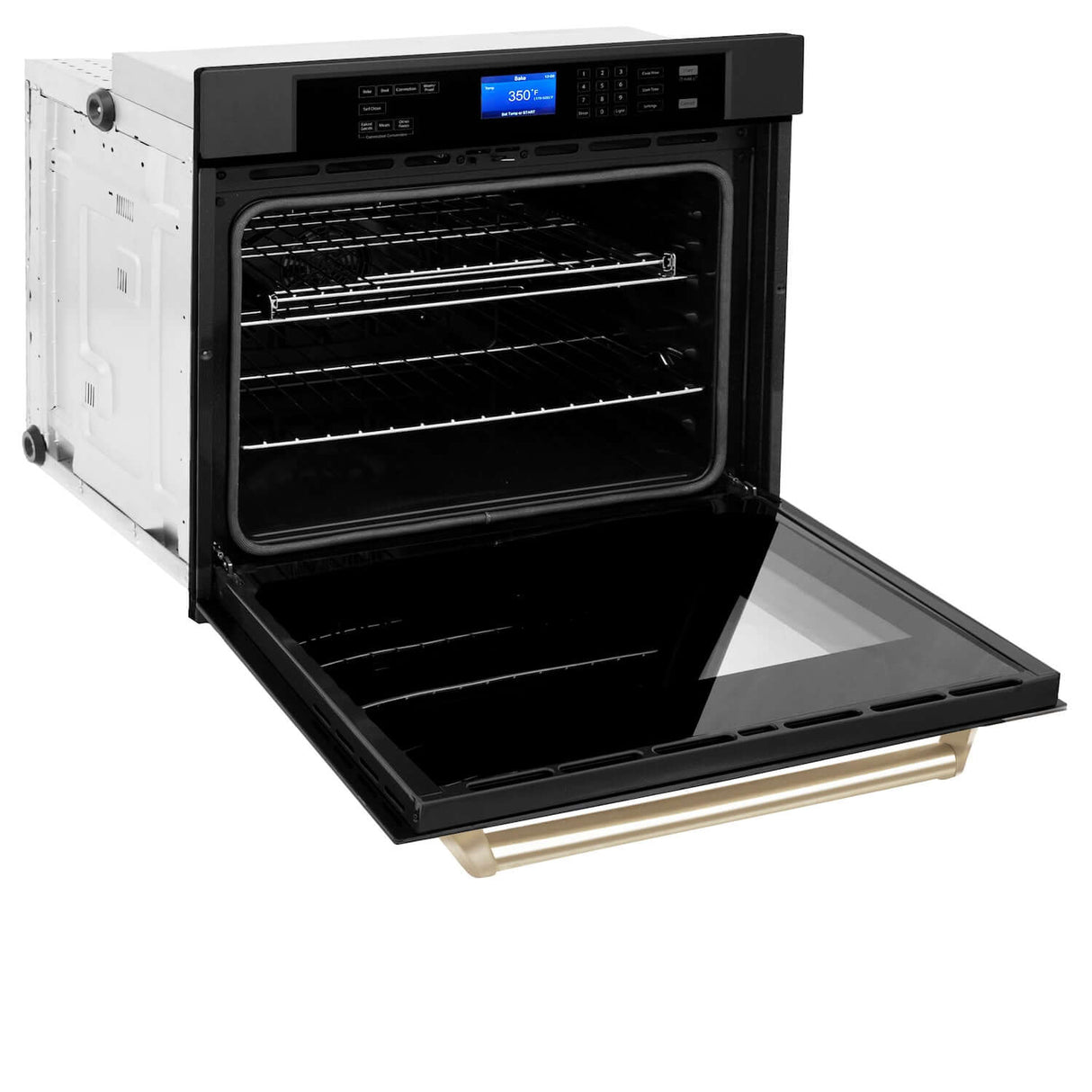 ZLINE Autograph Edition 30 in. Single Wall Oven with Self Clean and True Convection in Black Stainless Steel and Polished Gold Accents (AWSZ-30-BS-G)