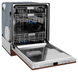 ZLINE 24 in. Monument Series 3rd Rack Top Touch Control Dishwasher with Hand-Hammered Copper Panel, 45dBa (DWMT-HH-24)