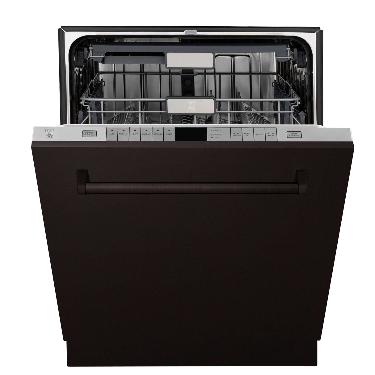 ZLINE 24 in. Monument Series 3rd Rack Top Touch Control Dishwasher with Oil-Rubbed Bronze Panel, 45dBa (DWMT-ORB-24)