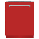 ZLINE 24 in. Monument Series 3rd Rack Top Touch Control Dishwasher with Red Matte Panel, 45dBa (DWMT-RM-24)