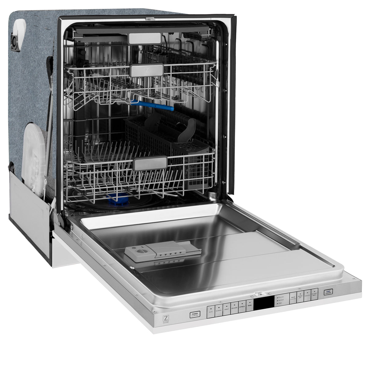 ZLINE 24 in. Monument Series 3rd Rack Top Touch Control Dishwasher with White Matte Panel, 45dBa (DWMT-WM-24)