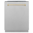 ZLINE Autograph Edition 24" 3rd Rack Top Control Tall Tub Dishwasher in Fingerprint Resistant Stainless Steel with Gold Accents, 45dBa (DWMTZ-SN-24-G)