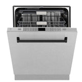 ZLINE Autograph Edition 24" 3rd Rack Top Control Tall Tub Dishwasher in Fingerprint Resistant Stainless Steel with Matte Black Accents, 45dBa (DWMTZ-SN-24-MB)