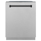 ZLINE Autograph Edition 24" 3rd Rack Top Control Tall Tub Dishwasher in Fingerprint Resistant Stainless Steel with Matte Black Accents, 45dBa (DWMTZ-SN-24-MB)